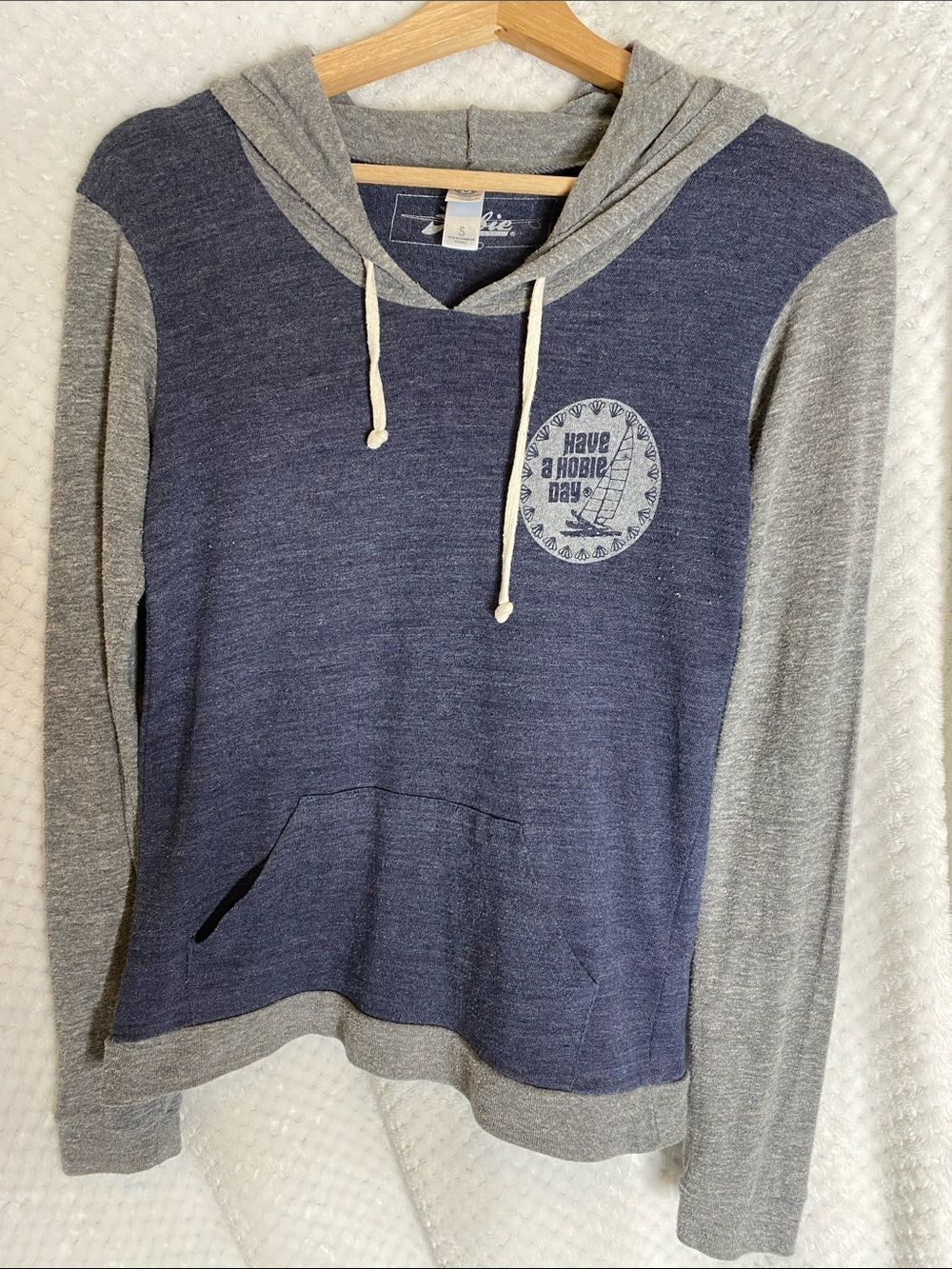 Vintage Alternative Earth Hobie Navy and Gray Hoodie Tee Shirt